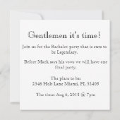 Uitnodiging voor vrijgezellenfeest 'Pak Aan' (Achterkant)