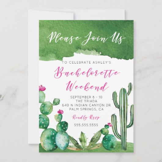 Uitnodiging voor vrijgezellenfeest - Palm Springs (Voorkant)