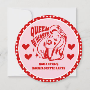 Uitnodiging voor vrijgezellenfeest Queen of Hearts