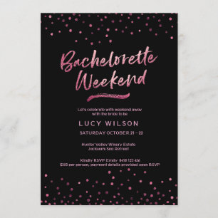 Uitnodiging voor vrijgezellenfeest Roze glitter