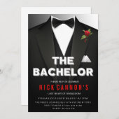 Uitnodiging voor vrijgezellenfeest Tuxedo (Voorkant / Achterkant)