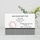 Uitnodiging voor vrijgezellenfeest zwart-wit honkb (Staand voorkant)