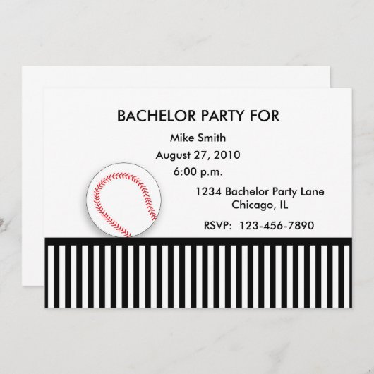 Uitnodiging voor vrijgezellenfeest zwart-wit honkb (Voorkant / Achterkant)