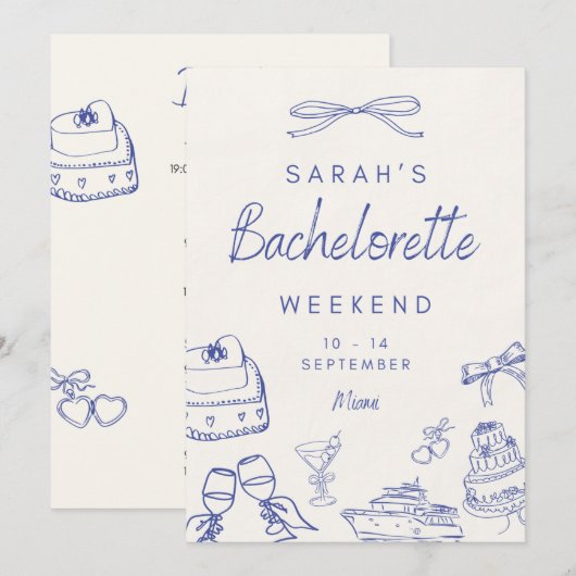 Uitnodiging voor vrijgezellenfeestje voor vrouwen  (Voorkant / Achterkant)