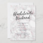 Uitnodiging voor vrijgezellenweekend met roze marm (Voorkant)