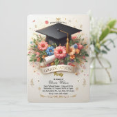 Uitnodiging voor vrolijk bloemfeest ter gelegenhei (Staand voorkant)