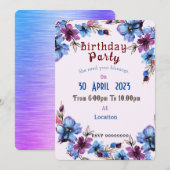 uitnodiging voor vrouwelijke verjaardag (Voorkant / Achterkant)