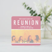 Uitnodiging voor vrouwen evenement in roze en geel (Staand voorkant)