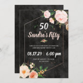 Uitnodiging voor vrouwen Roze bloemrozen (Voorkant / Achterkant)