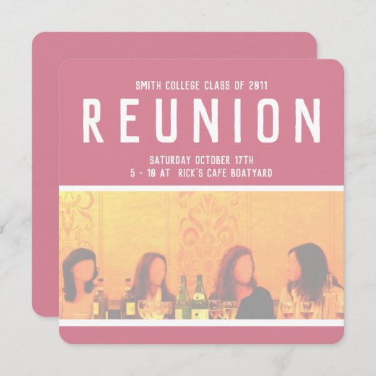 Uitnodiging voor vrouwenevenementen in roze en gee (Voorkant / Achterkant)