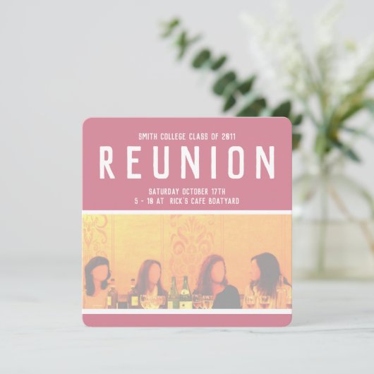 Uitnodiging voor vrouwenevenementen in roze en gee (Staand voorkant)