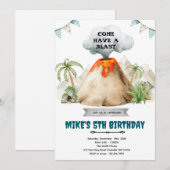 Uitnodiging voor vulkaan themafeest (Voorkant / Achterkant)