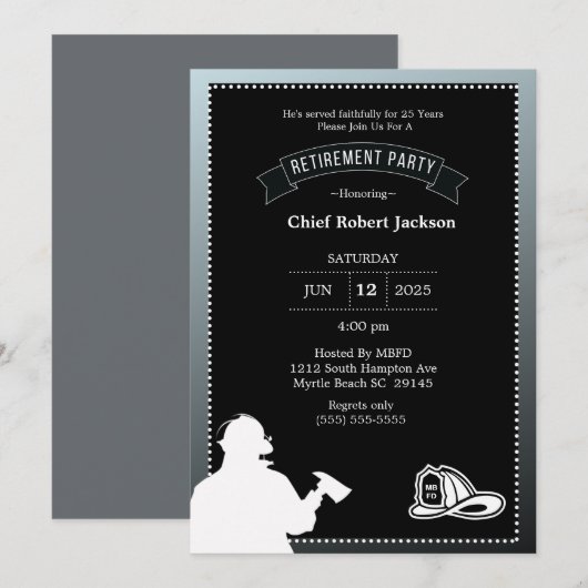 Uitnodiging voor vuurgevechtsgrijs-zwarte oproeppa (Voorkant / Achterkant)