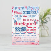 Uitnodiging voor vuurwerk BBQ-feest op 4 juli (Staand voorkant)