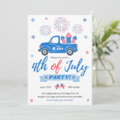 Uitnodiging voor vuurwerkfeest op 4 juli (Staand voorkant)