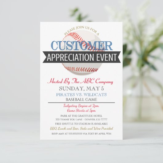 Uitnodiging voor waardering van honkbal-klanten (Staand voorkant)