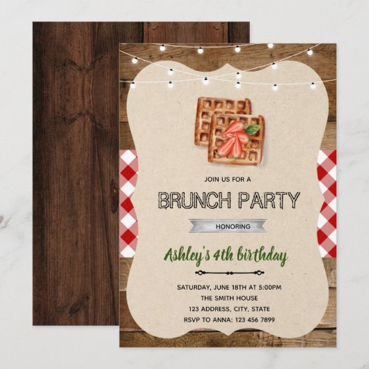 Uitnodiging voor wafelen ontbijtfeest (Voorkant / Achterkant)