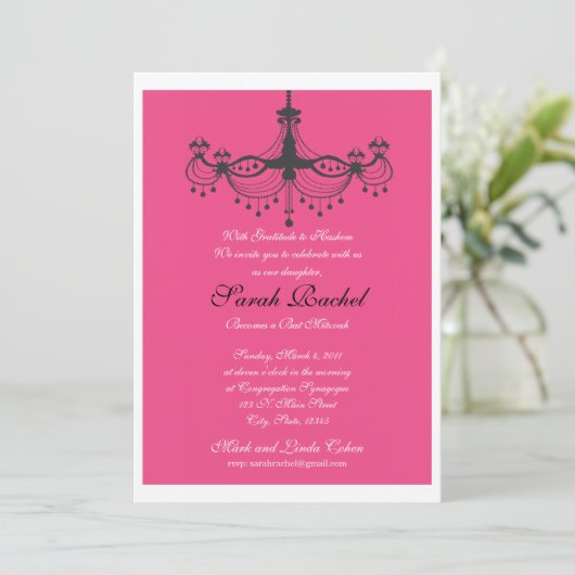 Uitnodiging voor warmroze luchters (Staand voorkant)