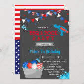 Uitnodiging voor waterballonfeest op 4 juli (Voorkant / Achterkant)