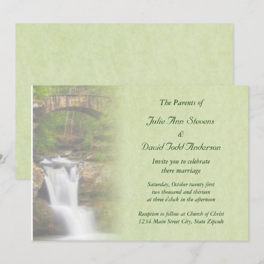 Uitnodiging voor waterfall Wedding (Voorkant / Achterkant)