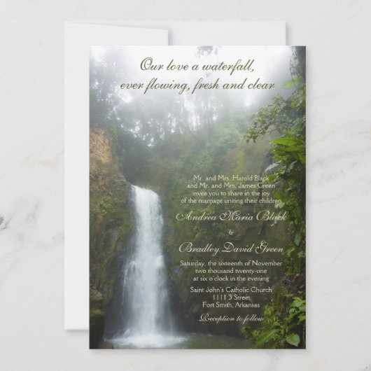 Uitnodiging voor waterfall Wedding (Voorkant)