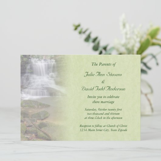 Uitnodiging voor waterfall Wedding (Staand voorkant)