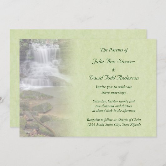 Uitnodiging voor waterfall Wedding (Voorkant / Achterkant)