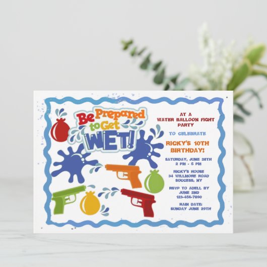 Uitnodiging voor watergevecht (Staand voorkant)