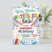 Uitnodiging voor Waterglijbaan Feestje (Staand voorkant)