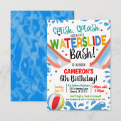 Uitnodiging voor Waterglijbaan Feestje (Voorkant / Achterkant)
