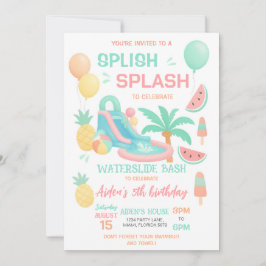 Uitnodiging voor Waterglijbaan Verjaardagsfeest