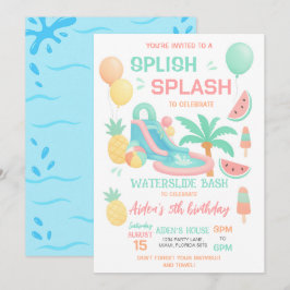 Uitnodiging voor waterglijbaan verjaardagsfeest