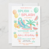 Uitnodiging voor Waterglijbaan Verjaardagsfeestje (Voorkant)