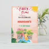 Uitnodiging voor waterglijbaanfeest (Staand voorkant)