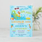 Uitnodiging voor Waterglijbaanfeest, verjaardag me (Staand voorkant)