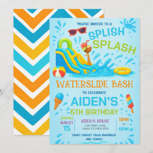 Uitnodiging voor Waterglijbaanfeest, Verjaardagsfe