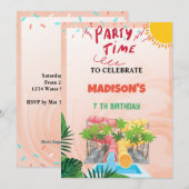 Uitnodiging voor waterglijbaanfeestje (Voorkant / Achterkant)