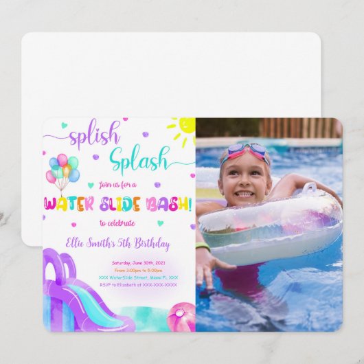 Uitnodiging voor waterglijbaanfoto (Voorkant / Achterkant)