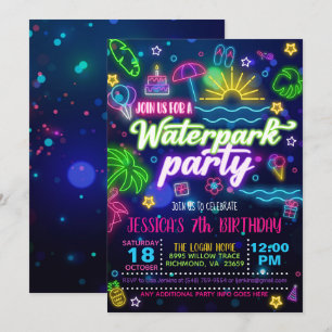 Uitnodiging voor waterpark verjaardagsfeestje