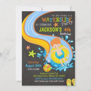 Uitnodiging voor waterslide verjaardagsfeest / Zwe