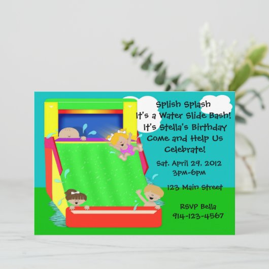 Uitnodiging voor waterslippartij (Staand voorkant)