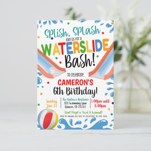 Uitnodiging voor waterslippartij (Staand voorkant)