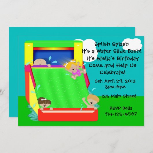 Uitnodiging voor waterslippartij (Voorkant / Achterkant)