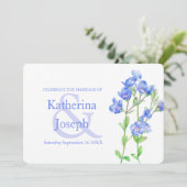 Uitnodiging voor waterverf blauwe bruiloft van Spe (Staand voorkant)