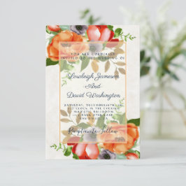 Uitnodiging voor waterverf bloemen bruiloft met bu