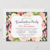 Uitnodiging voor waterverf bloemengraduatefeest (Voorkant)