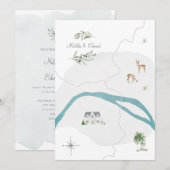 Uitnodiging voor waterverf bruiloft met schilfers (Voorkant / Achterkant)