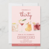 Uitnodiging voor waterverf cocktails voor 30e verj (Voorkant)