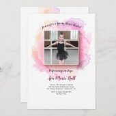 Uitnodiging voor waterverf dansrecital met witte l (Voorkant / Achterkant)