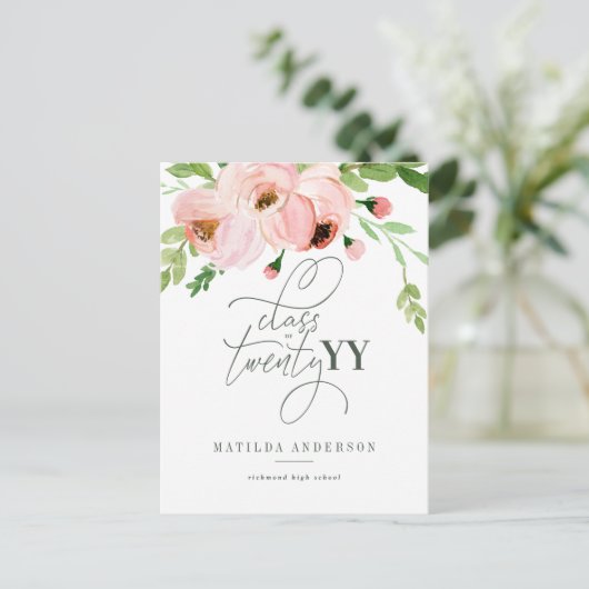 Uitnodiging voor waterverf met blozen blozen afstu (Staand voorkant)